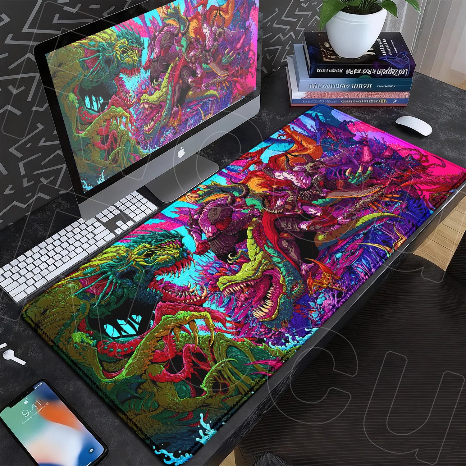 60x35cm Company Office Mice Extend Carpet XXL Hyper Beast Non-slip Rubber Mouse Pad Keyboard Gaming Accessories Cool Monster Mat