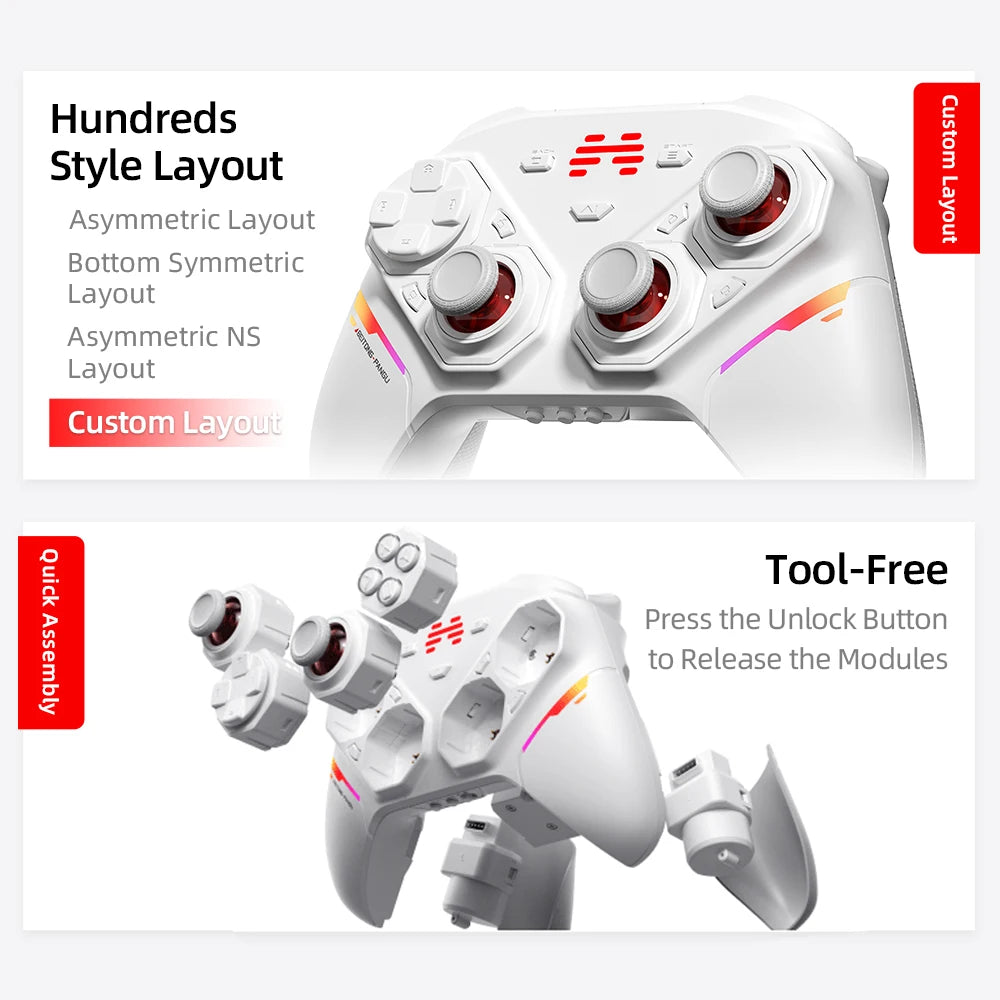 BEITONG PanGu Gamepad Customizable Modular Controller Wireless Bluetooth Gaming Controller for PC/NS2/Mobile/Steam