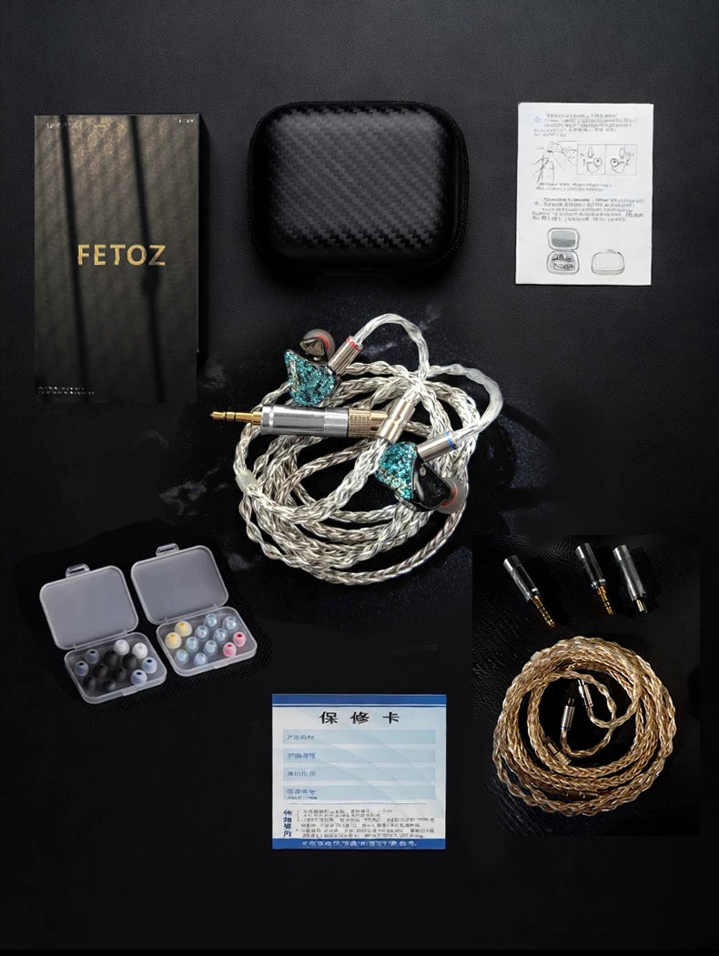 FETOZ 1DD+2BA+2EST Electrostatic Headphones Hybrid 2Pin0.78mm Audiophile In-ear Earphone 3.5mm/4.4mm/typec HiFi Wired Headphones