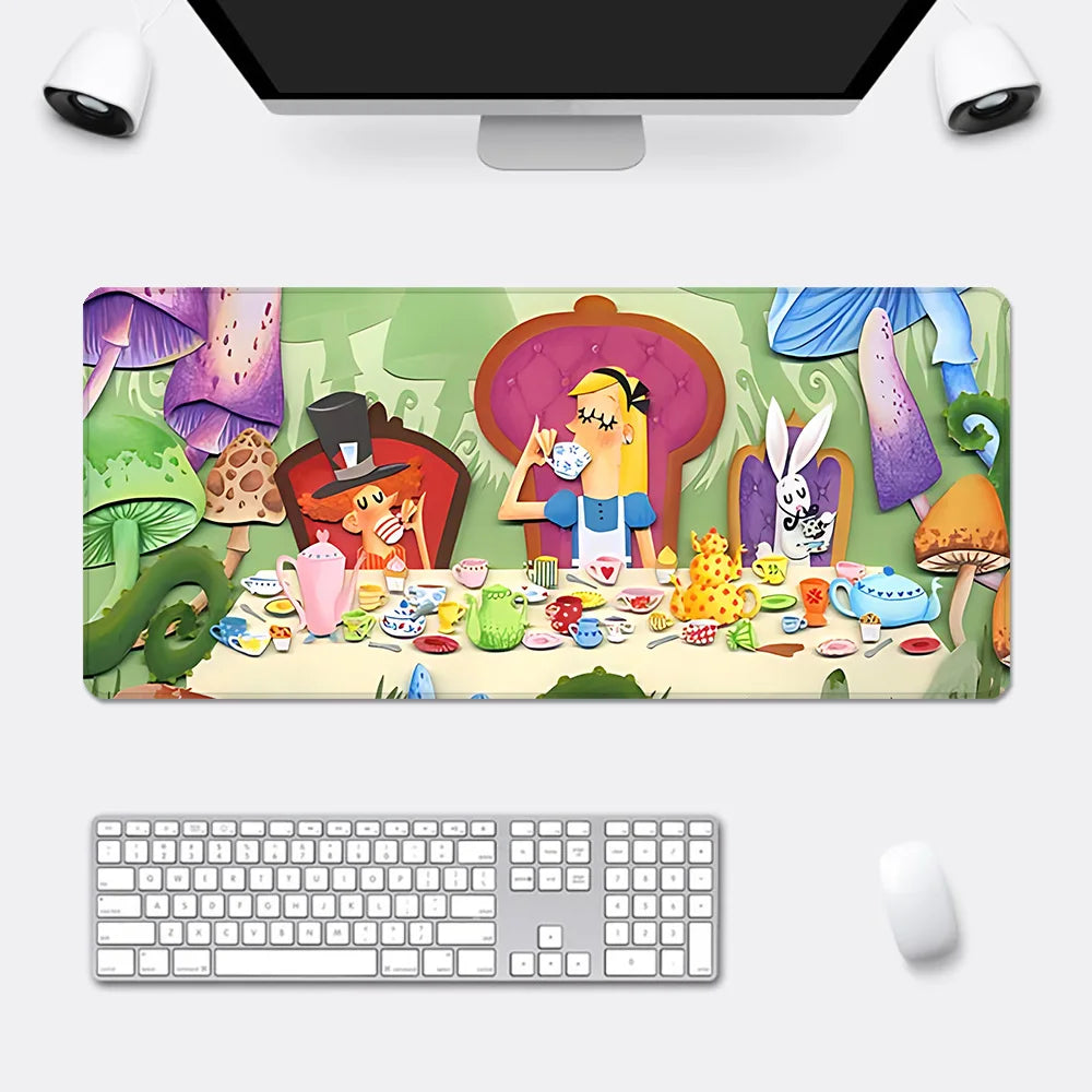 Cartoon Alice in Wonderland Mousepad HD Printing Computer Gamers Locking Edge Non-slip Mouse Pad XXL90x40cm Keyboard PC Desk Pad