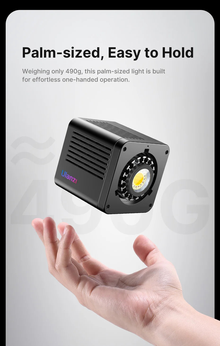 Ulanzi L024 40W RGB Video Light 3400mAh 2500-6500K CCT COB Light for Camera Outdoor Live Broadcast Full Color Photography Lamp