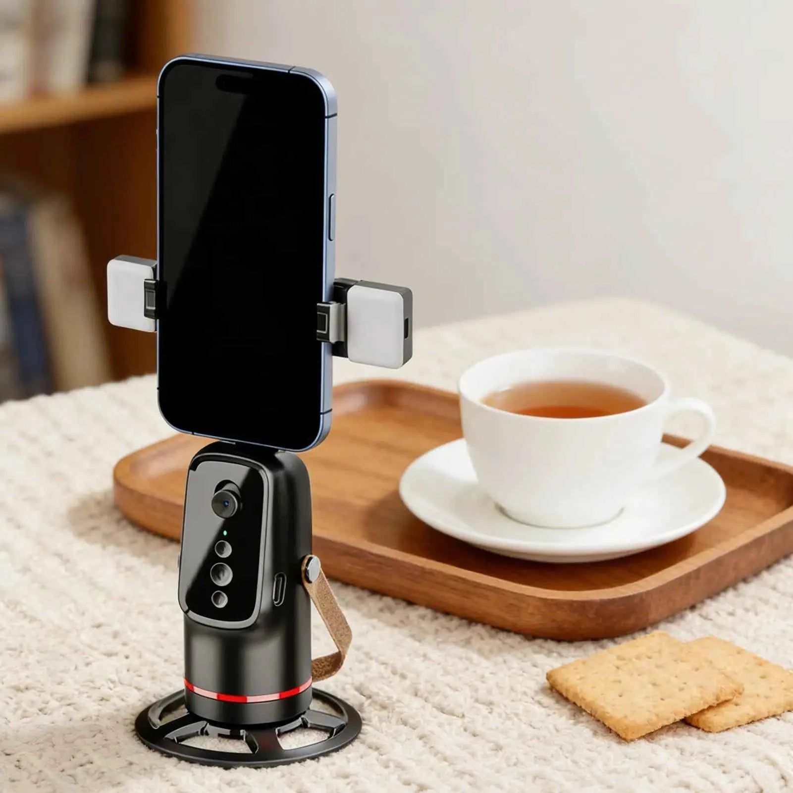 Face Tracking Tripod 360 Degree Rotation Auto Stand Tripod That Follows Your Movement for Live Streaming Selfie Video Recording