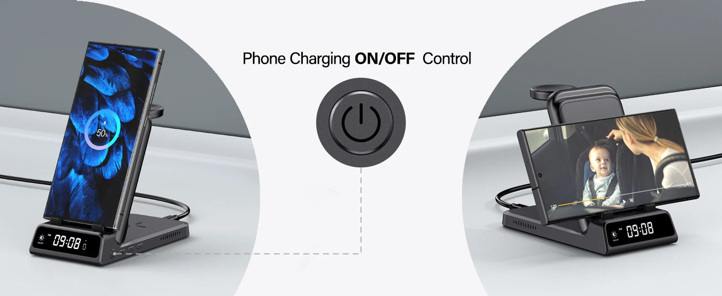SwanScout 703S Wireless Charger for Samsung S25 Ultra S24 Z Fold 7 Z Flip 7 Charging Station for Galaxy Watch 8 7 for Buds 3 pro