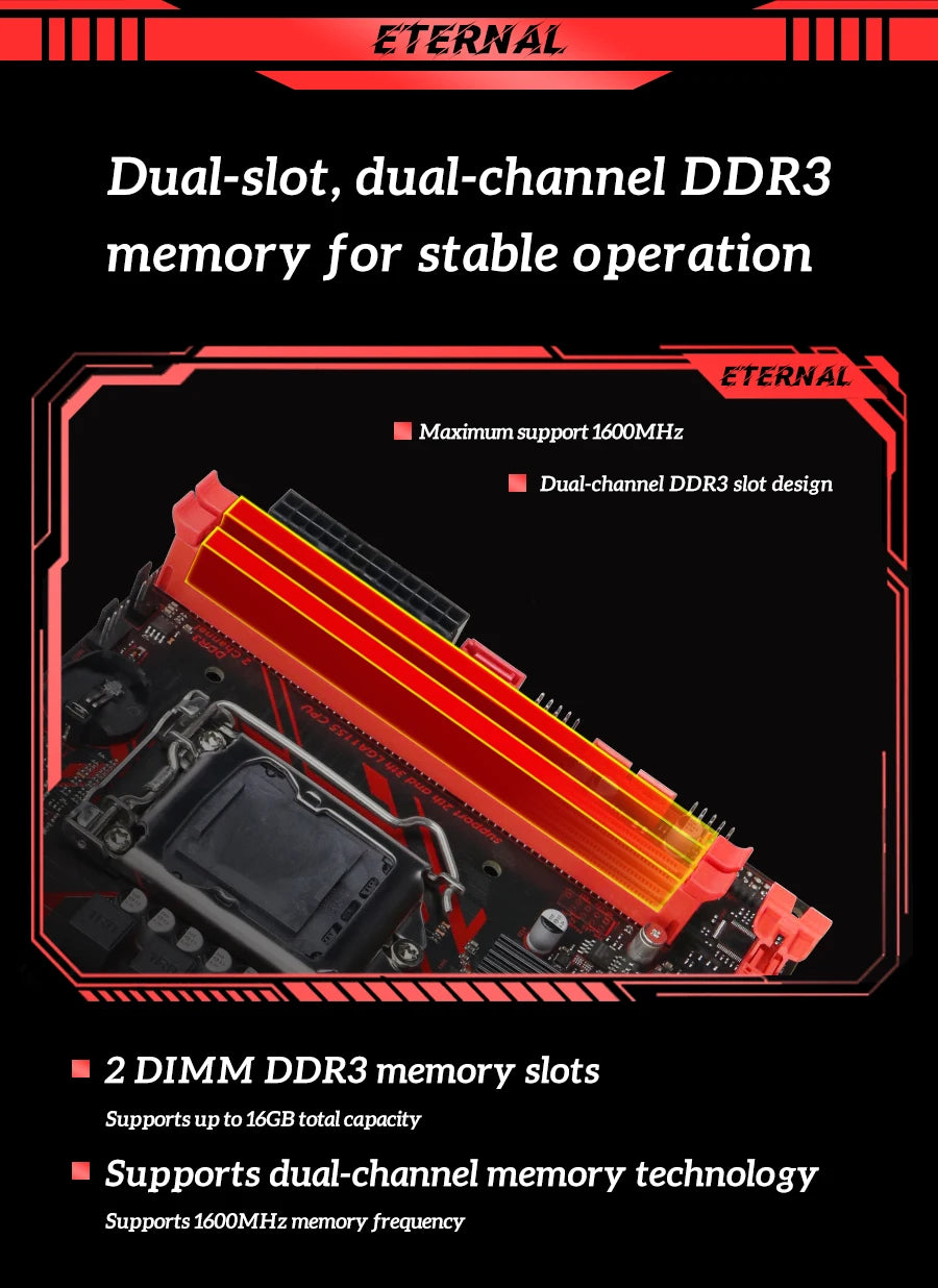 SOYO H61 Gaming Motherboard Kit with Intel  LGA1155 CPU i5 2500 DDR3 8G*2 Memory M.2 SATA Desktop Computer components