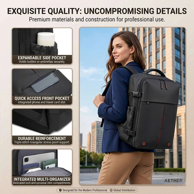 Vacuum-compressed Women's Multi-functional Backpack, Equipped with A Vacuum Pump and Smooth Zippers, Suitable for Business Trave