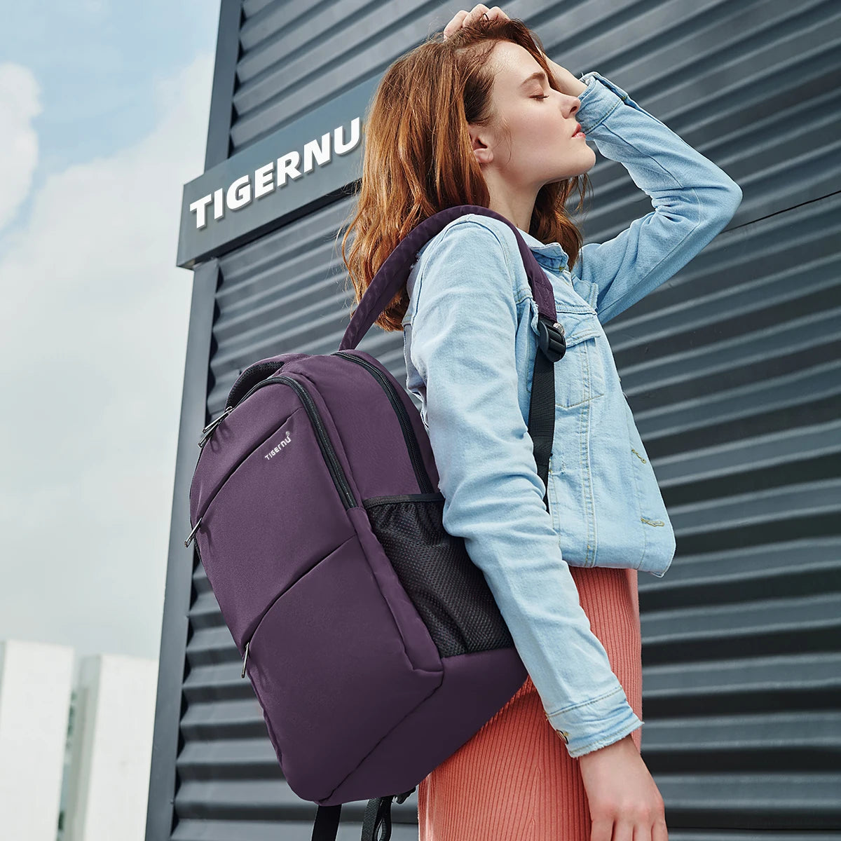 Tigernu Women’s Anti-Theft Laptop Backpack 15.6 Inch – Waterproof Travel & School Backpack for Women, Stylish Purple Laptop Bag