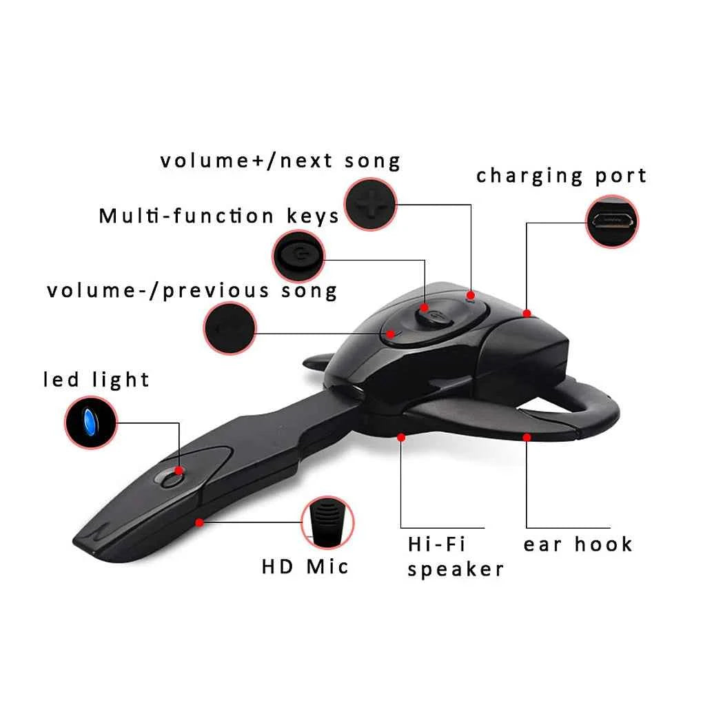 Wireless Headphones Business Earphones Bluetooth-Compatible Headset Microphone Standby Car Driving Sport Handsfree Rechargeable