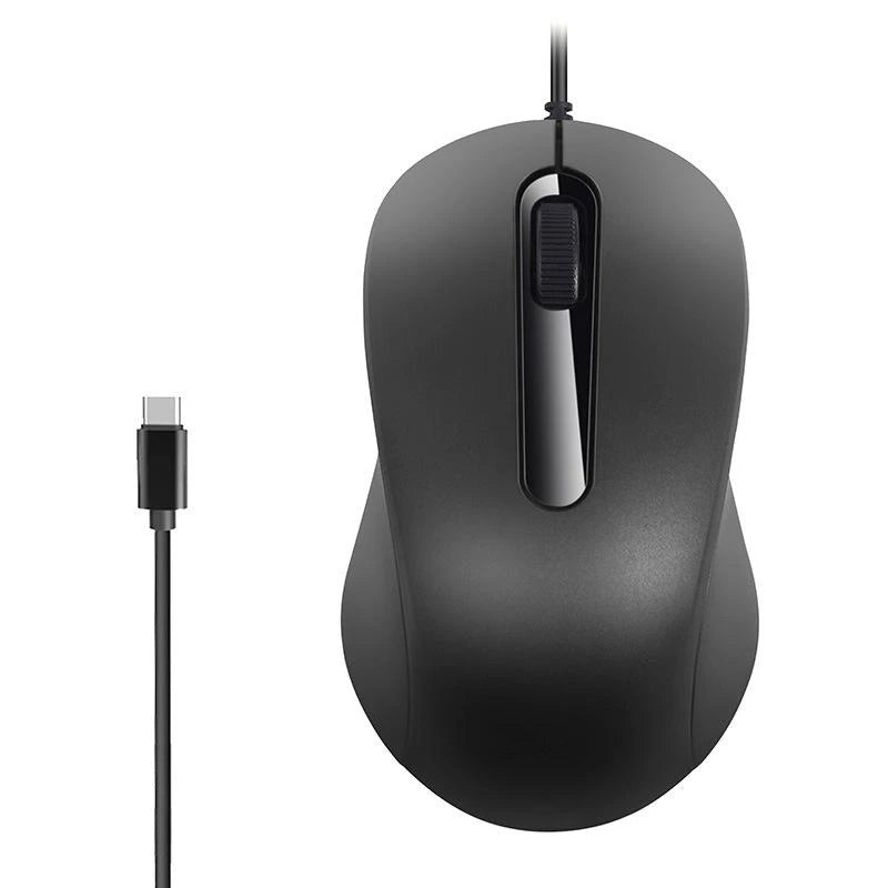 Type-c Wired Mouse Silent Portable Tablet Notebook Office Optical Mouse Ergonomic Design For PC Android IOS