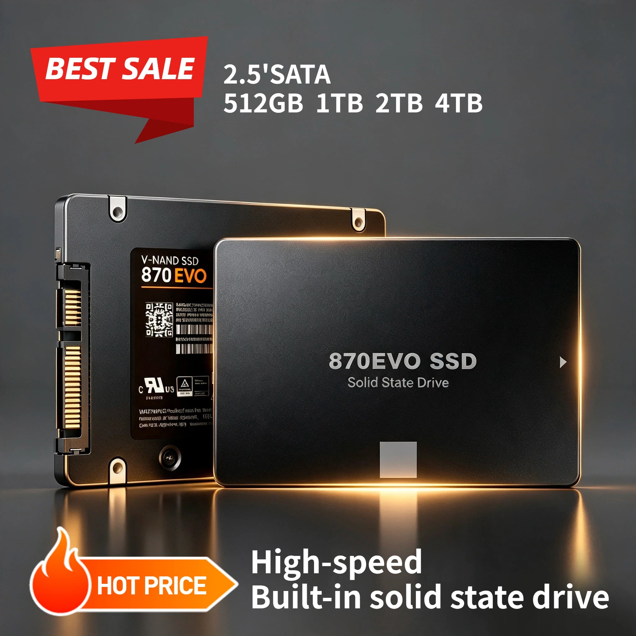 Fast and stable 870 EVO SSD 1TB 2TB 4TB, 2.5-inch SATA3 internal hard drive for laptops, microcomputers, and desktops