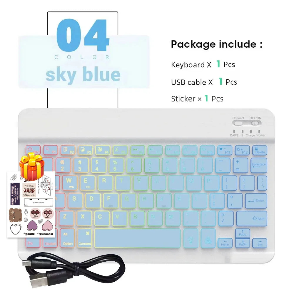 2026 Portable Bluetooth Backlit Keyboard For Xiaomi iPad / iOS Android Windows Tablet Phone Wireless Keyboard With Mouse Spanish