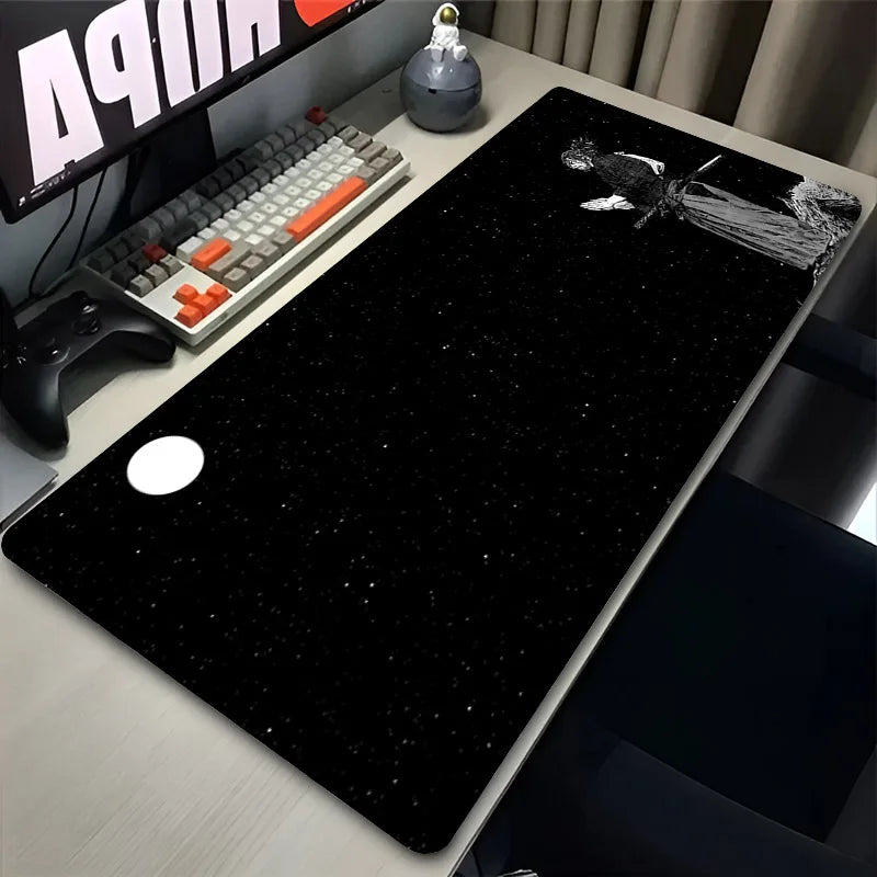 Samurai Black And White Anime Mousepad Gamer Keyboard Large Mouse Pad Gaming Accessories Desk Mat Sword Non-slip Laptop Carpet