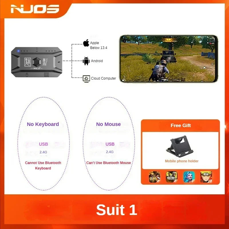 M1 Pro Gamepad Mobile Game Controller 4 in 1 Mouse Keyboard Converter BT V5.0 Programmable Adapter Support iOS Android System