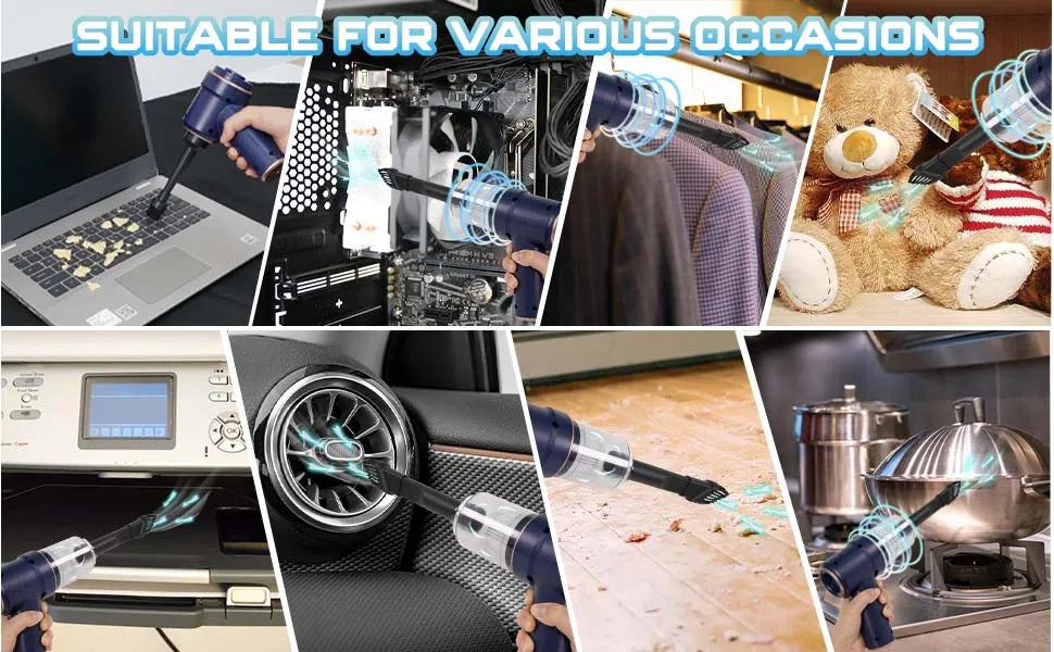 4000mAh Portable Compressed Air Duster Multi Air Blower & Vacuum Cleaner Cordless Duster Blower for Keyboard Computer Cleaning