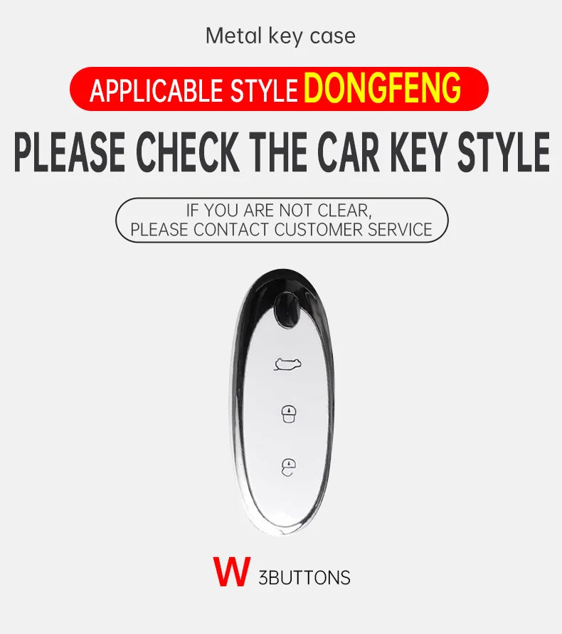 3 Buttons Zinc Alloy + Leather Car Key Case Cover Shell Skin Holder For 2024 Dongfeng NAMMI 01 new Energy Remote Key Protection