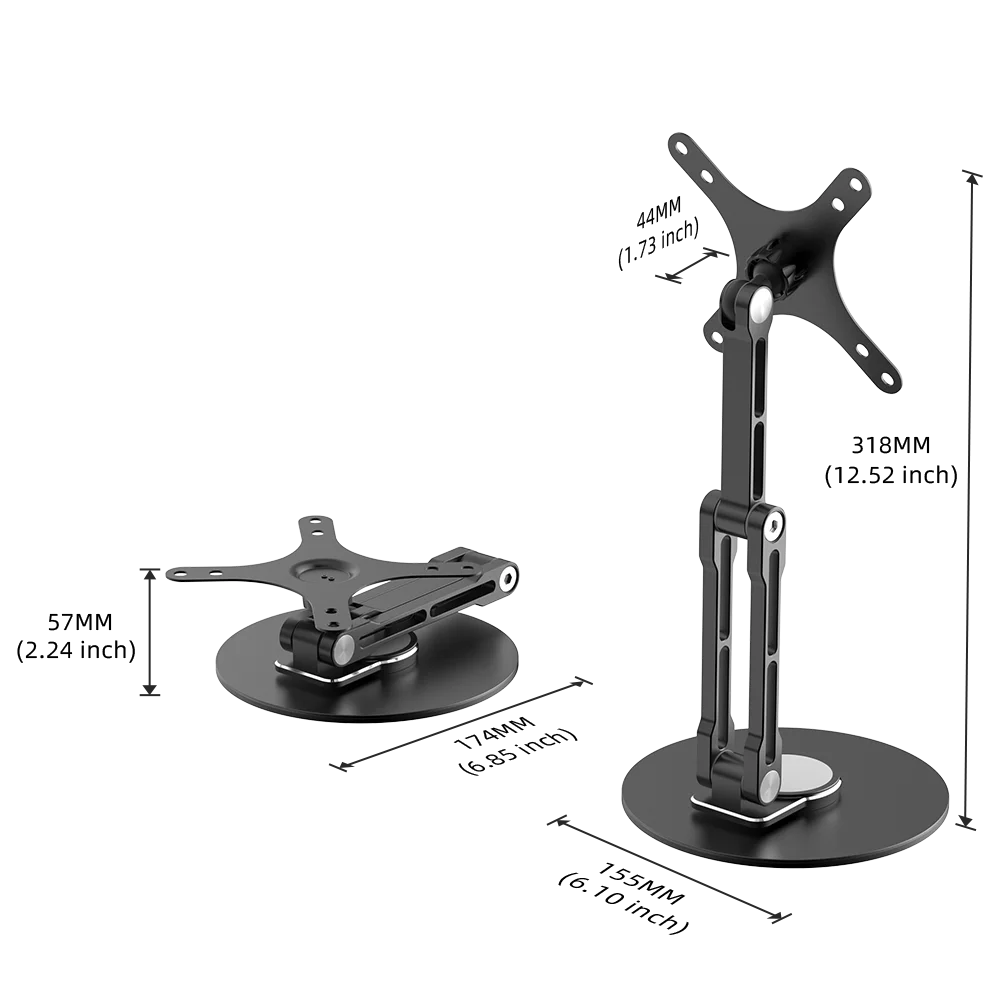 UPERFECT VESA Monitor Desk Mount Single Monitor Stands Freestanding Fits 10'' to 18.5'' Computer Screen With Height Adjustable