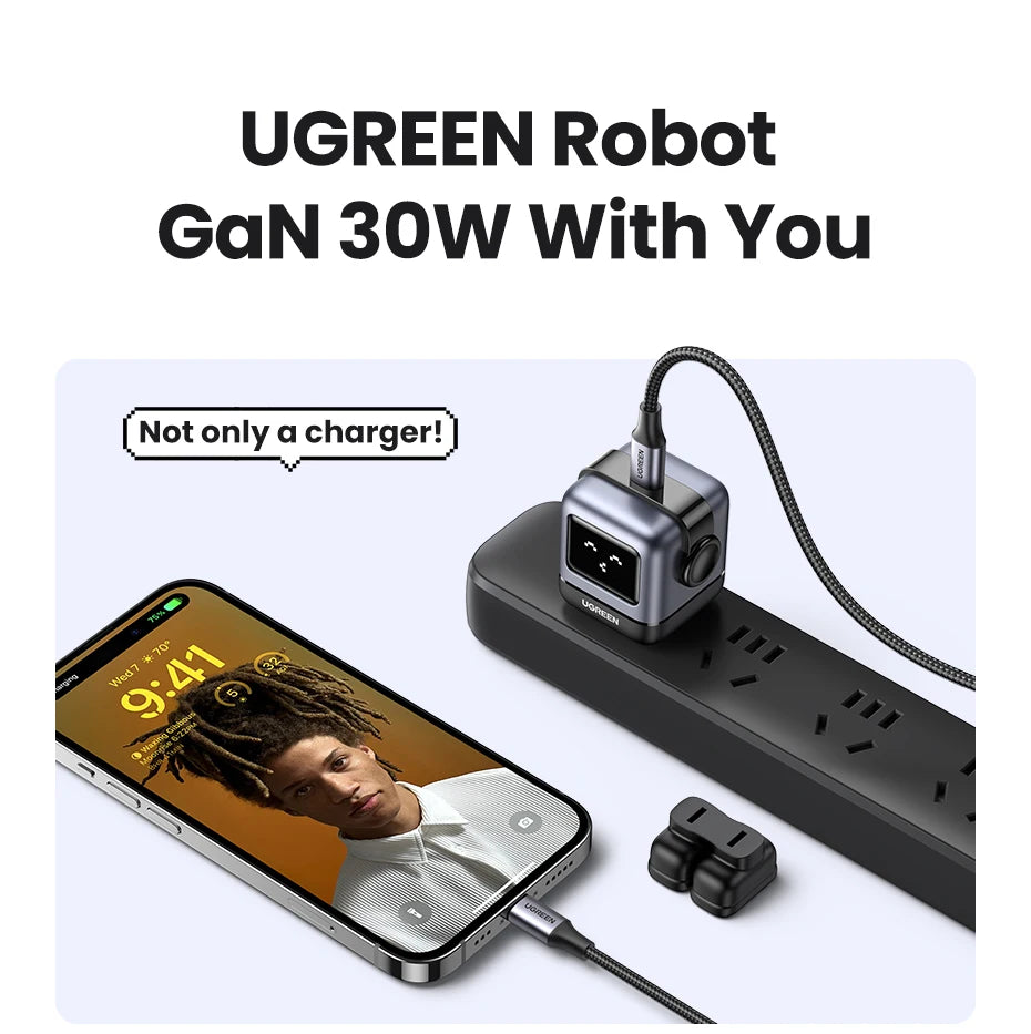 【US Plug】UGREEN 30W 65W GaN Charger Robot Design PD3.0 Fast Charger PPS for iPhone 17 16 Macbook Laptops Samsung XiaomiTablets