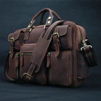 High Quality Genuine Leather Men Briefcase Business bag Crazy Horse Leather Large 17