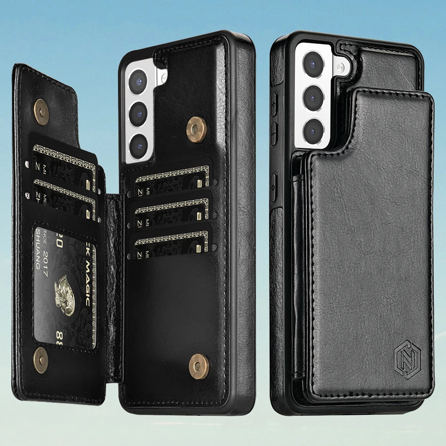 Wallet RFID Blocking Layer Protect Anti-Theft Magnetic Leather Case For Samsung Galaxy S26 Ultra S26 Plus S26 Cover
