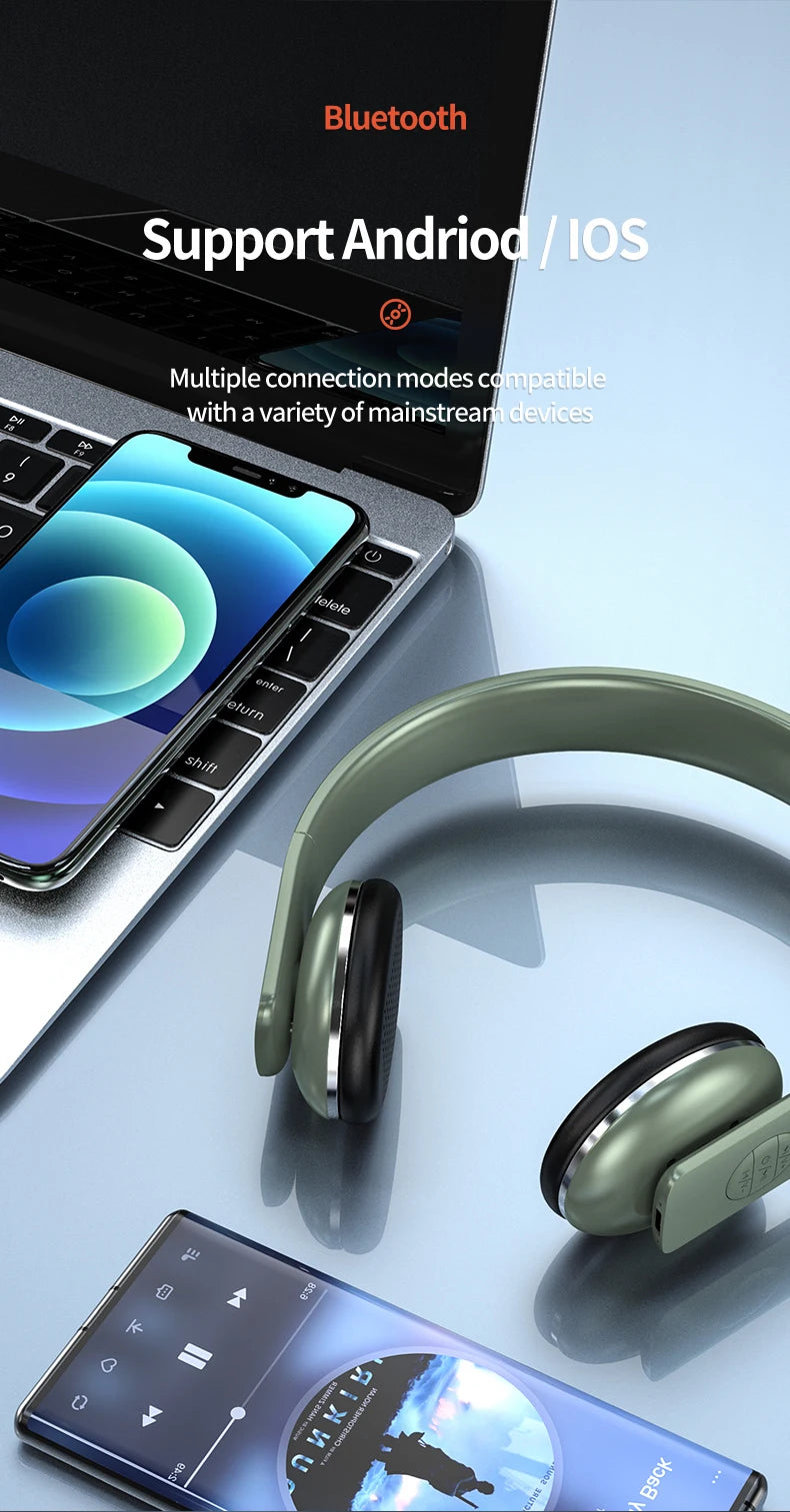 New Retro Bluetooth Wireless Over-Ear Headphones Foldable Lightweight Noise Reduction Vintage Fashion Headset For Students Gifts