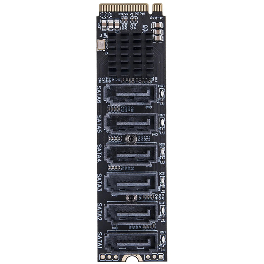 M.2 MKEY PCI-E Expansion Card 5/6 Port Adapter Card M.2 To SATA 3.0 Converter 6Gpbs SATA3.0 Adapter Support PM Function