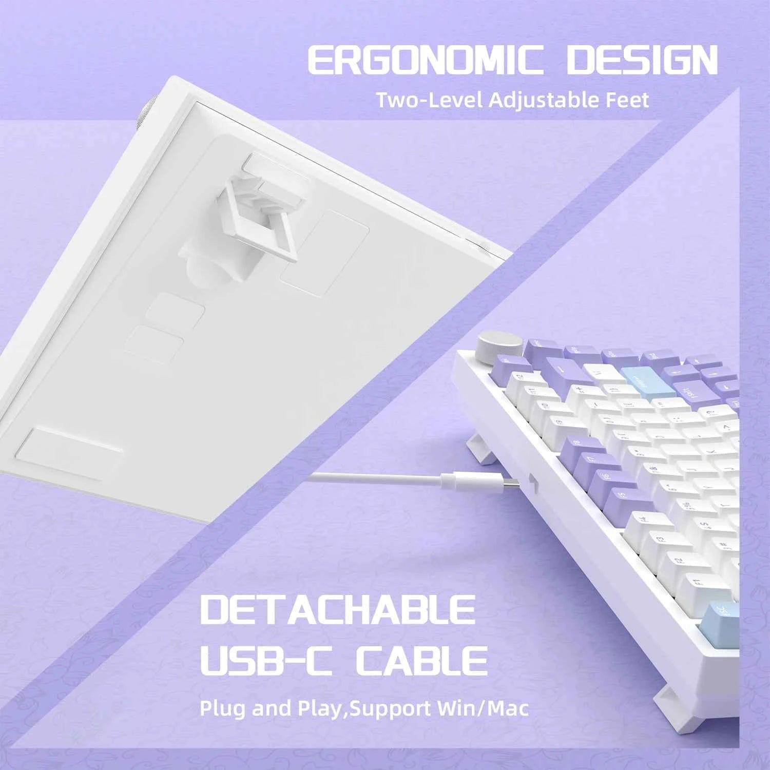 A.JAZZ AK820 Hot Swappable Mechanical Keyboard,75% TKL RGB Backlit Wired Gaming Keyboard with Knob Control,Poron Foam