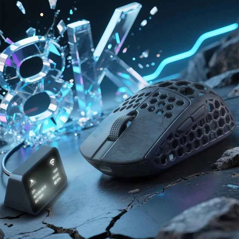 Darmoshark M5Air Forged Carbon Fiber Wireless 8K Macro Mouse 30KDPI Finger Grip Small Hand Mice 30g Lightweight