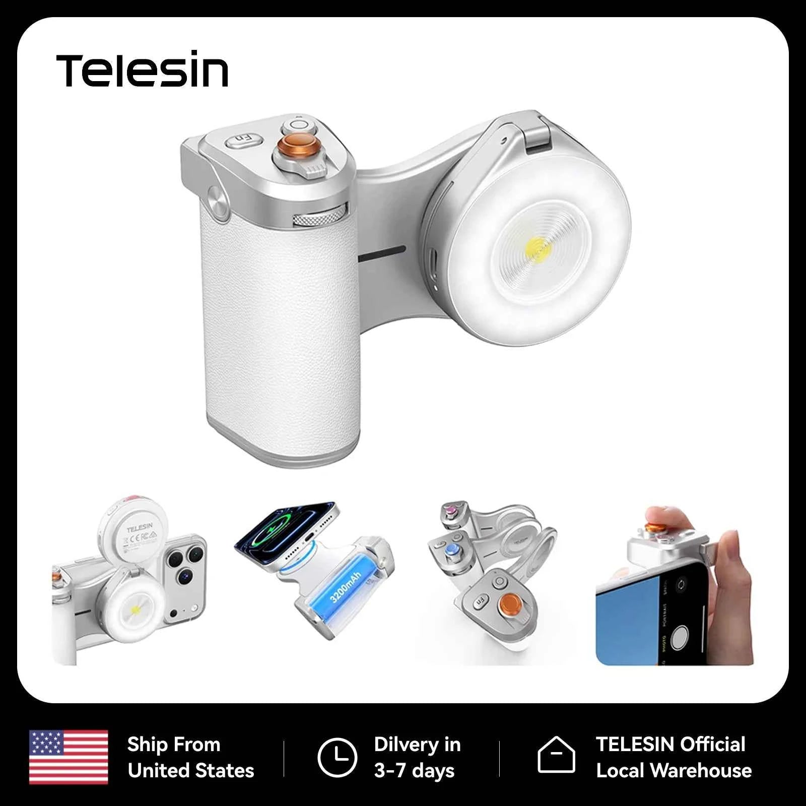 TELESIN Magnetic Phone Camera Shoot Hand Grip 3200Mha Powerbank Wireless Charging Phone Holder Shooting Aid for Iphone Andriod