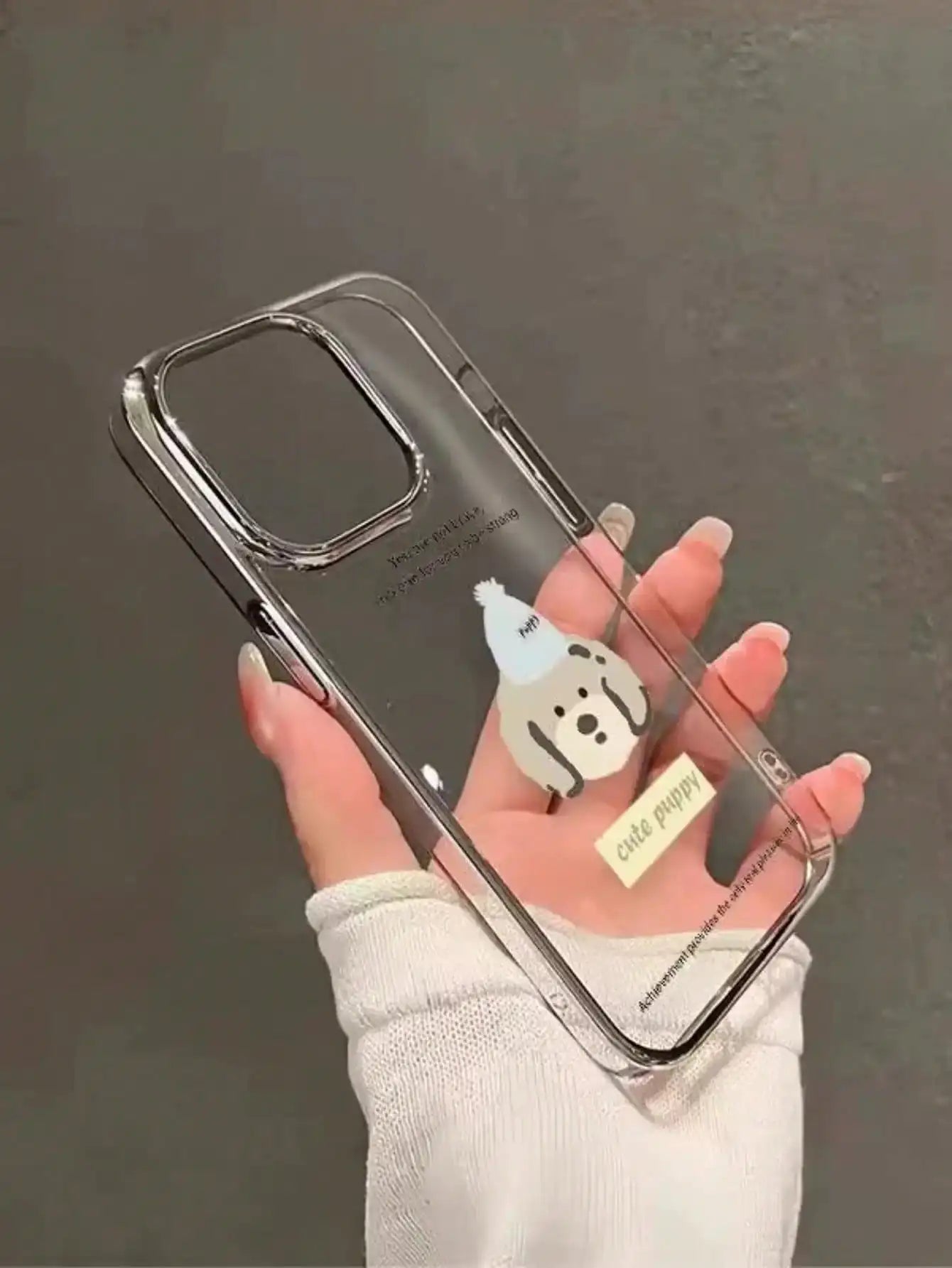 1pc Dog Head Design Phone Case Compatible With IPhone 17 Pro Max, 16 Pro, New 15 Pro, 14, 13, Transparent Electroplated High-End Anti-Fall Full Coverage Phone Case