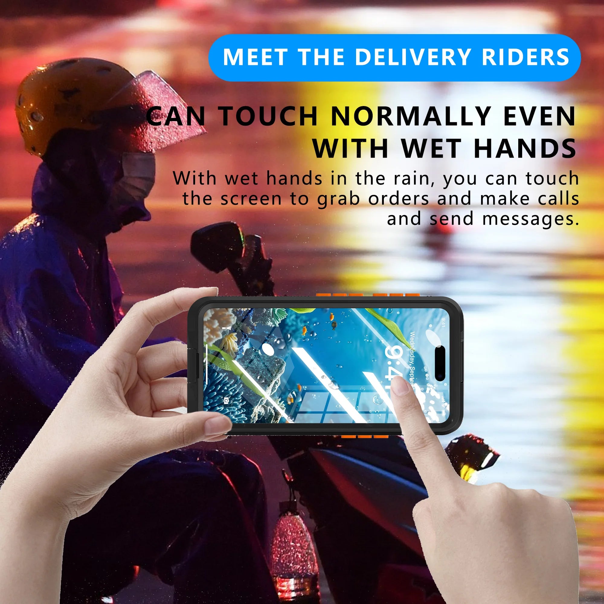 This brand-new touch-enabled IP68 waterproof phone case is suitable for iPhone 16 PRO MAX, 17, 15, 14, 13, 11PRO, and 12