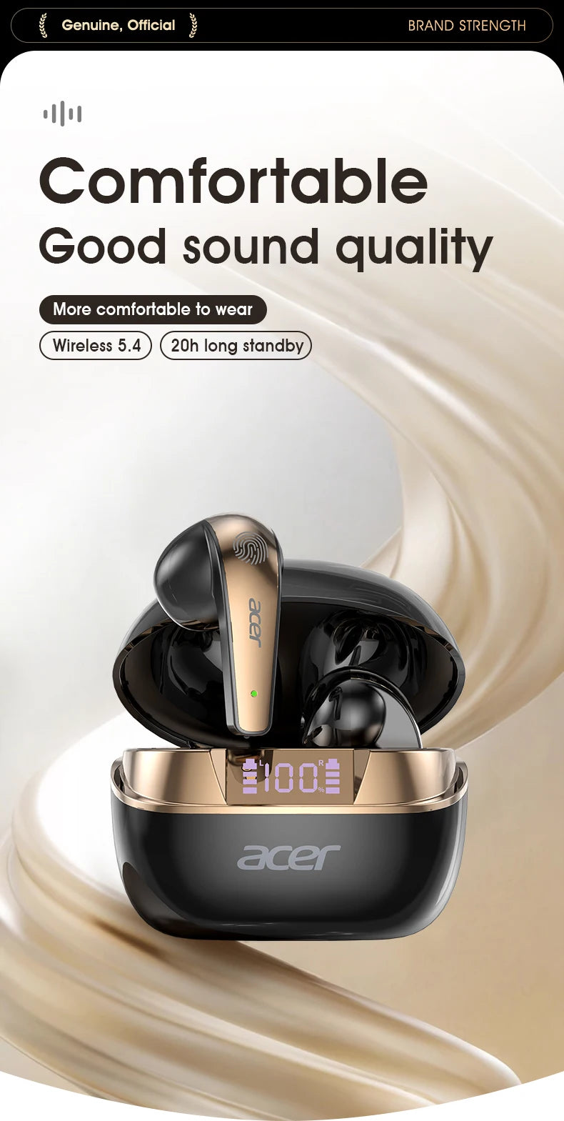 [Official Acer Product] Ohr554 New Wireless Bluetooth Headphones In-Ear Design Comfortable for Wearing Sports Running Calls Noise Reduction Stereo Sound Quality