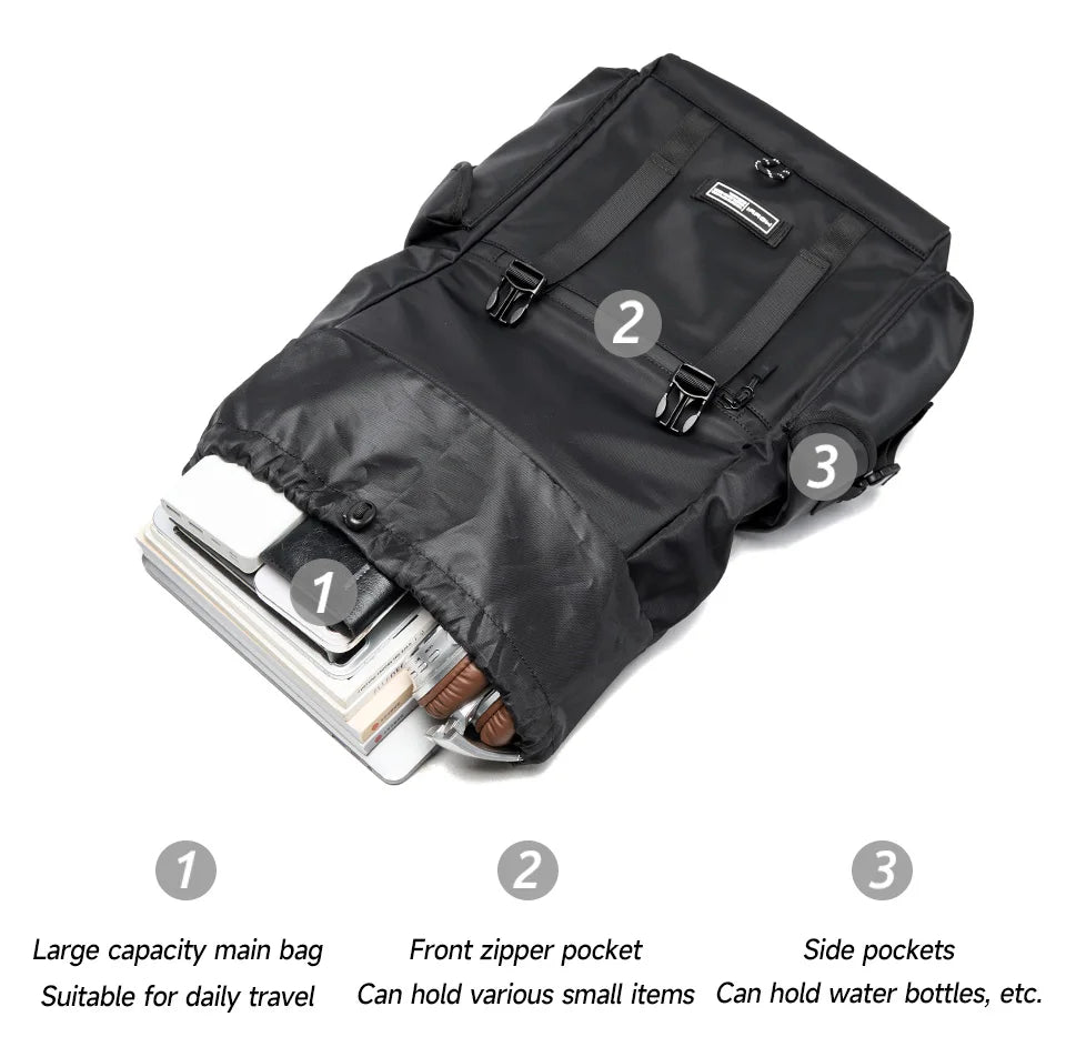 Large Capacity Laptop Backpack Travel Business Men Backpack  Oxford Waterproof With Anti-Theft Zipper Bag Fit Explorer Hiking