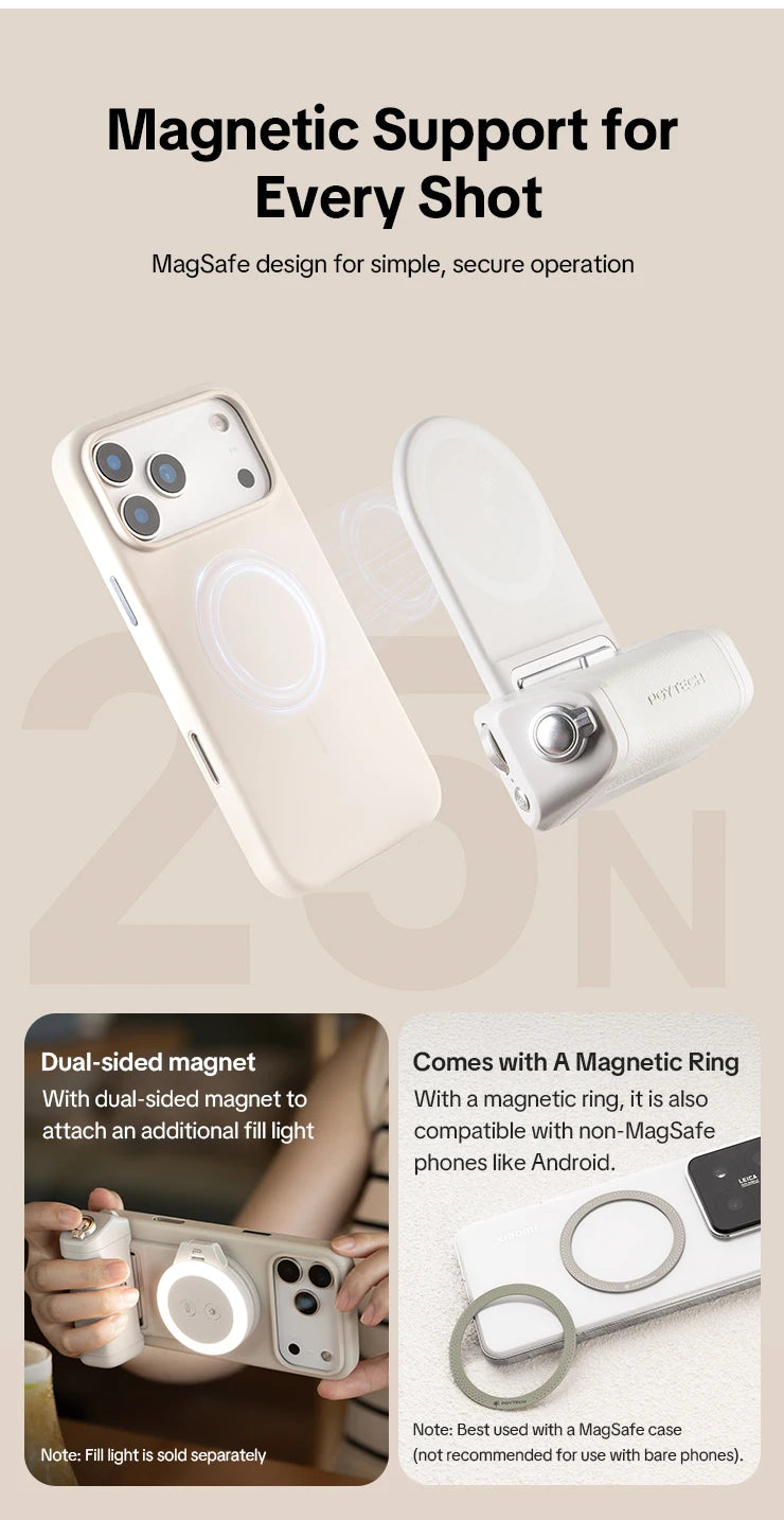 PGYTECH MagCam 2 Phone Grip 3-in-1Camera Phone Grip Modular Kit Bluetooth Remote