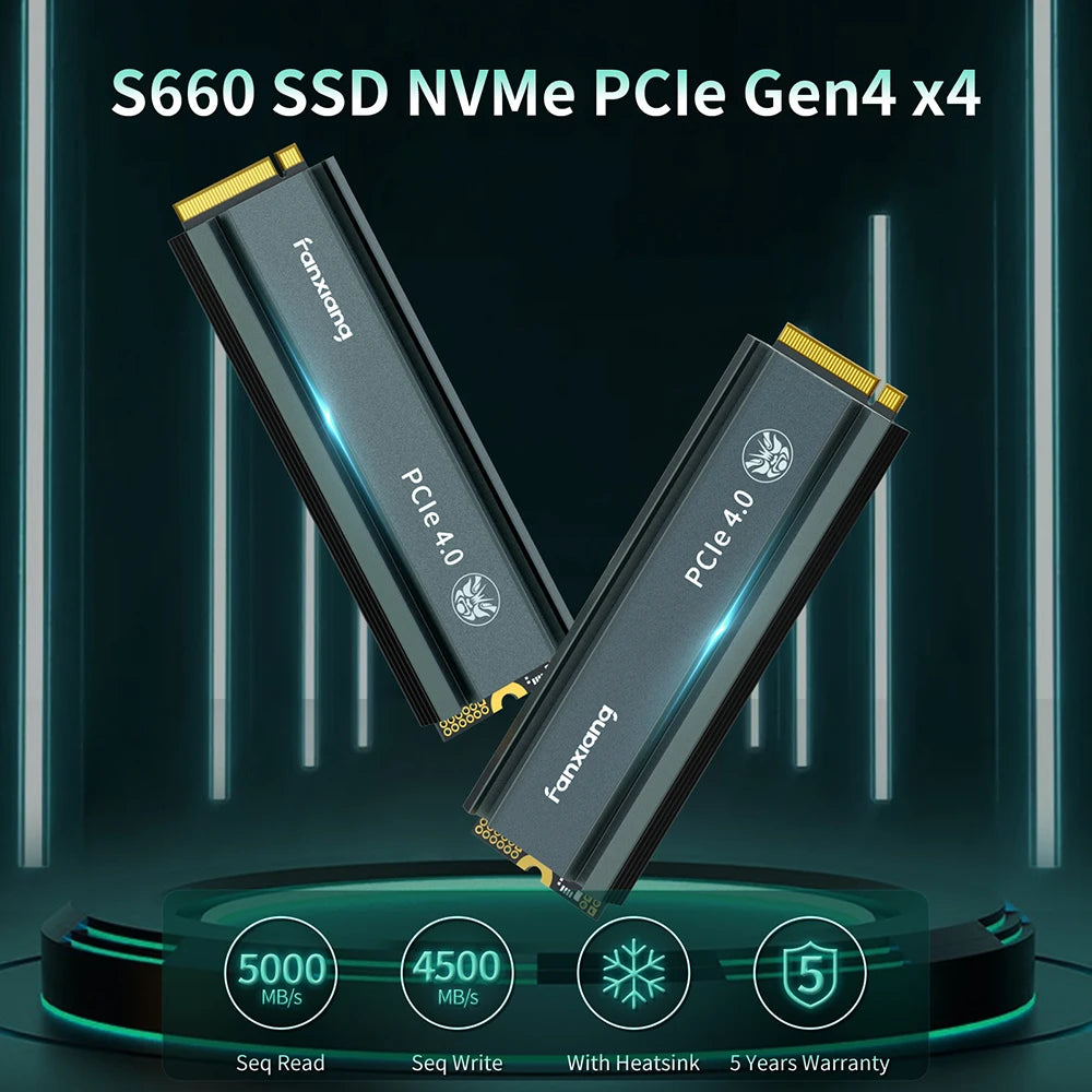 Fanxiang S660 M.2 SSD 500GB 1TB 2TB 5000MB/s M.2 NVMe PCIe4.0x4 SSD Internal Solid State Drive For PS5/PlayStation5 Desktop Pc - WinSupport Tech