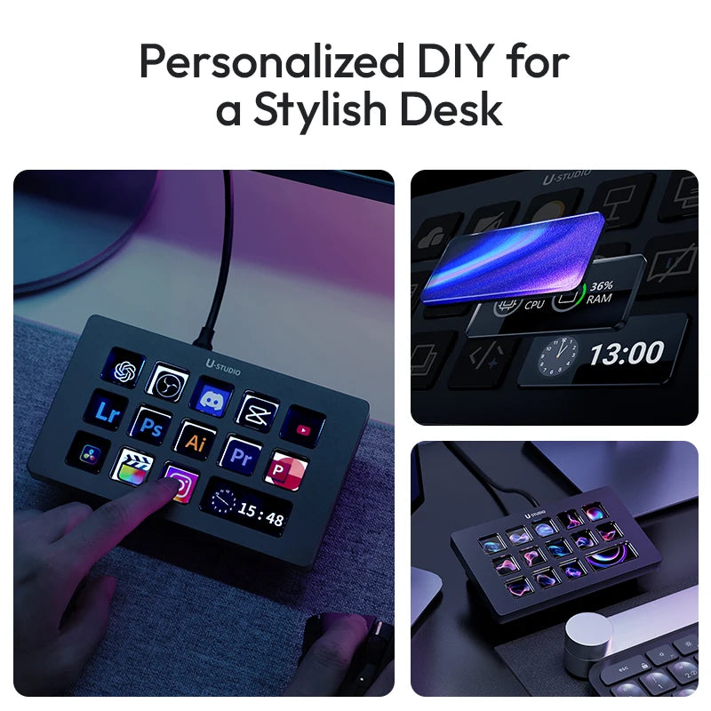Ulanzi D200H Deck Dock AI-Powered Office Streaming Controller for Computer Fill Light for Intelligent Live broadcast Room