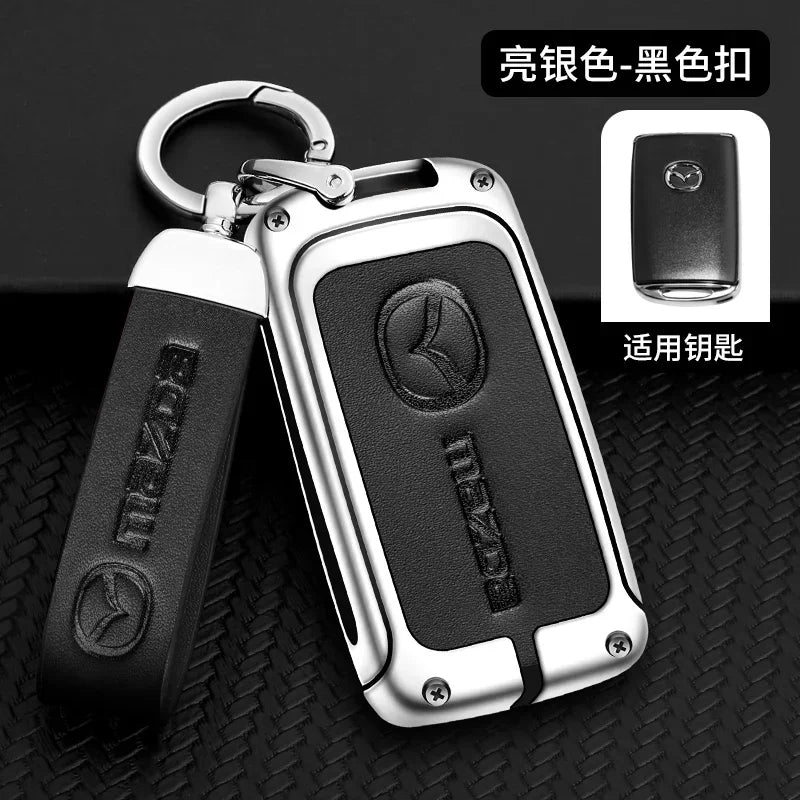 Metal&Leather Car Key Case Cover Protection For Mazda 3 Alexa BP CX3 CX4 CX5 CX-5 CX8 CX-9 CX-30 CX30 CX50 2020 2022 Accessories