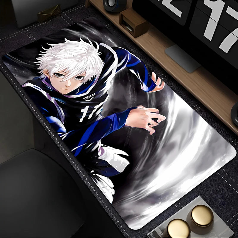 Mouse Pad Japan Anime Blue Lock Nagi Seishiro Mousepad PC Gamer Keyboard Rug Black And White Laptop Gaming Accessories Desk Mat