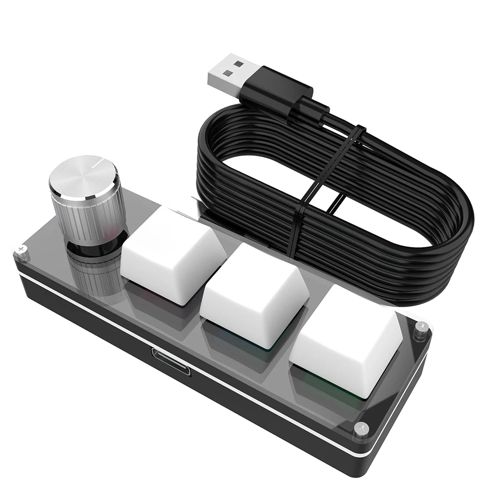 Programmable DIY Mechanical Keyboard Bluetooth/USB Wired RGB Custom Mini 3 Key 1 Knob Knob Macro Hotswap Keypa for Laptop
