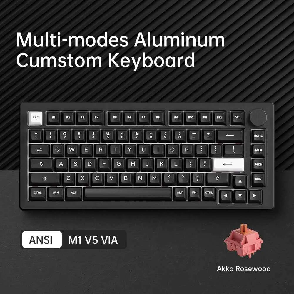 Akko MonsGeek M1 V5 Three-mode Mechanical Keyboard/Barebone Kit VIA 75% 3/5 Pin Customized Hot Swap RGB Rapid Disassemble Gasket