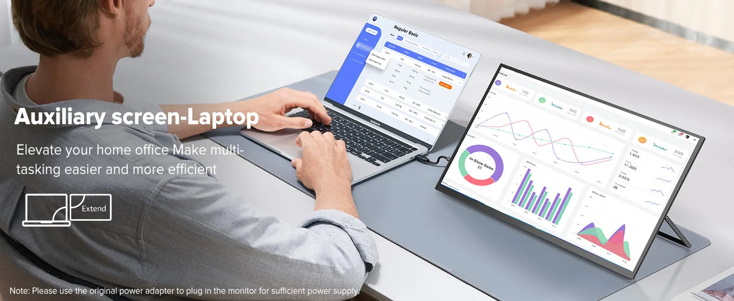UPERFECT 22”2560*1440  Portable Gaming Monitor 16:9 Laptop Extend Travel Computer Screen Mini PC Eye Care LED Display With VESA