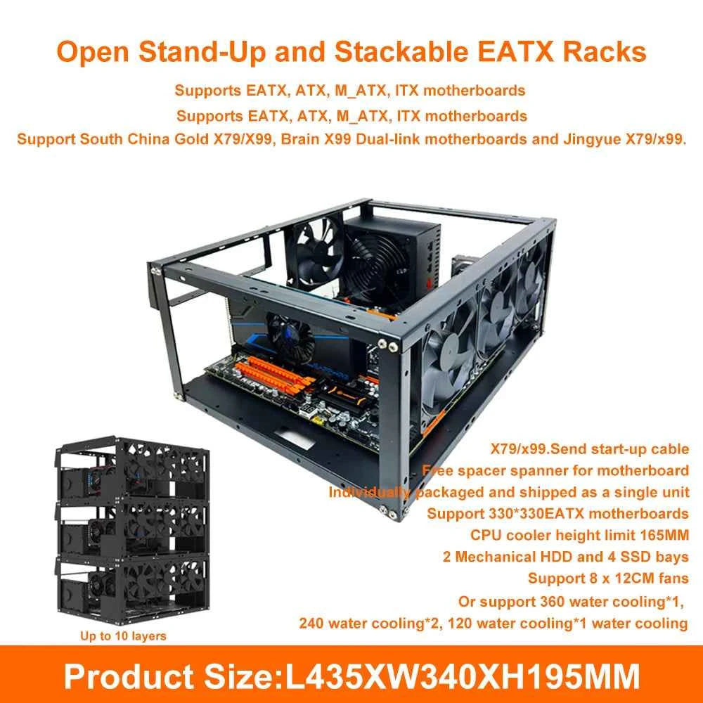 DIY Computer Motherboard Case Rack Aluminum Frame Chassis Cooling Rack Stand Open Chassis Support Bracket Good Heat Dissipation