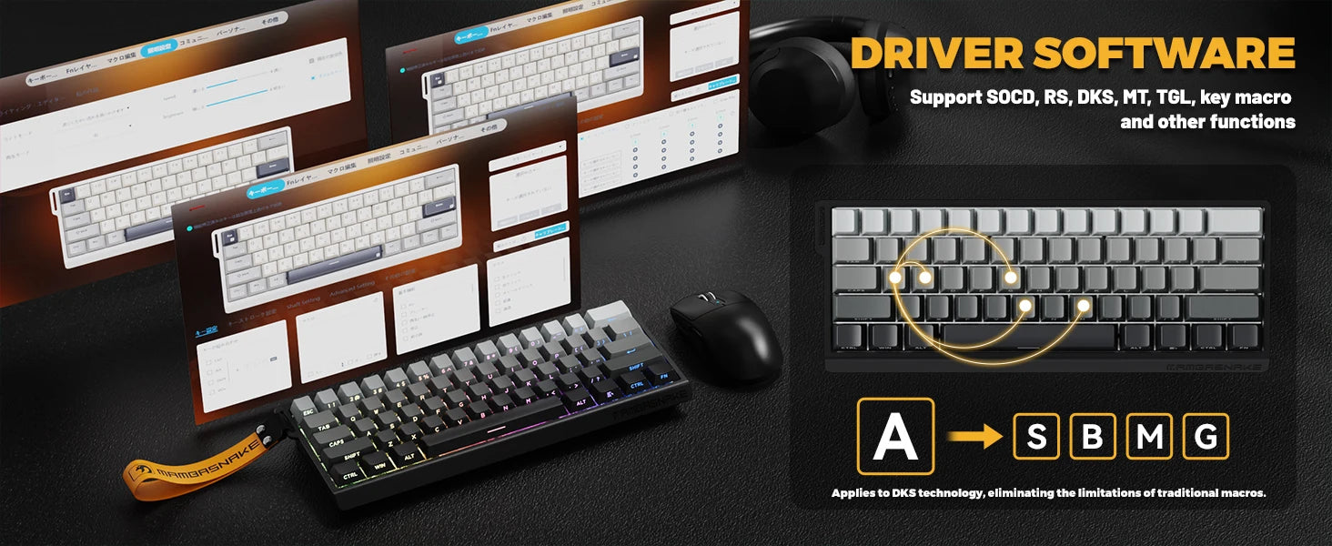 X60 HE 60% Rapid Trigger Wireless Gaming Keyboard,Hall Effect Magnetic Switches,Adjustable Actuation,8KHz Polling Rate