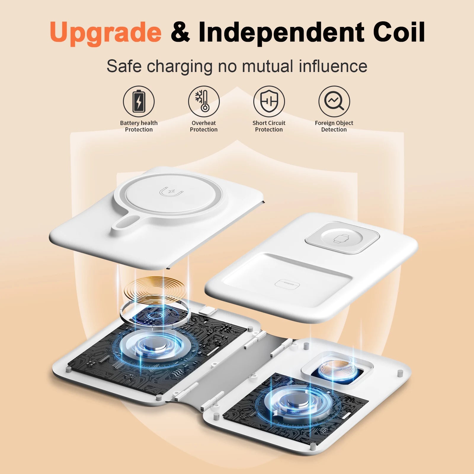 15W Wireless Chargers Magnetic 3 in 1 Foldable Stand Pad Dock Fast Charg Travel iPhone17 16 15 14 13 Pro Max Apple Watch Airpod