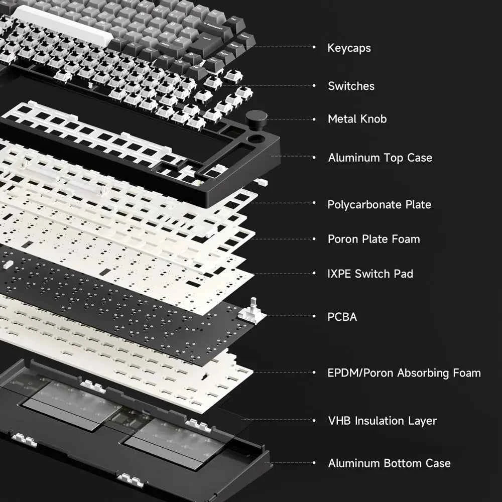 Akko MonsGeek M1 V5 Three-mode Mechanical Keyboard/Barebone Kit VIA 75% 3/5 Pin Customized Hot Swap RGB Rapid Disassemble Gasket
