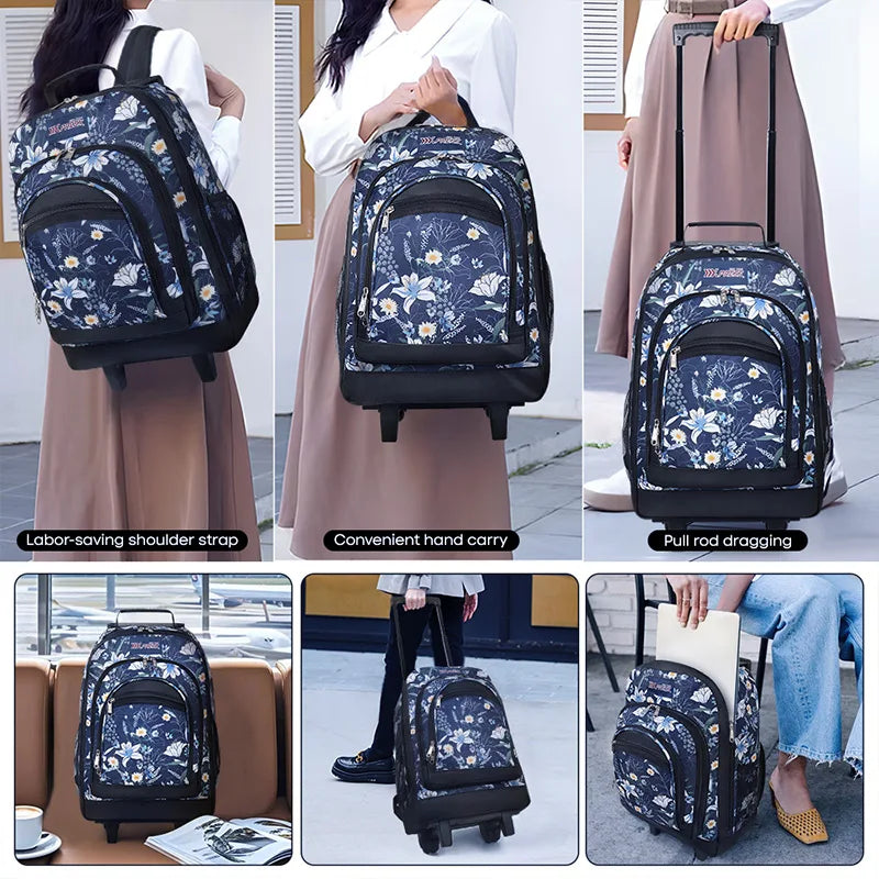 New York XPress 20 inch Travel Backpack With Wheels Hidden Pull Rod Carry On Luggage Weekend Travel Bag For Men Business Trip