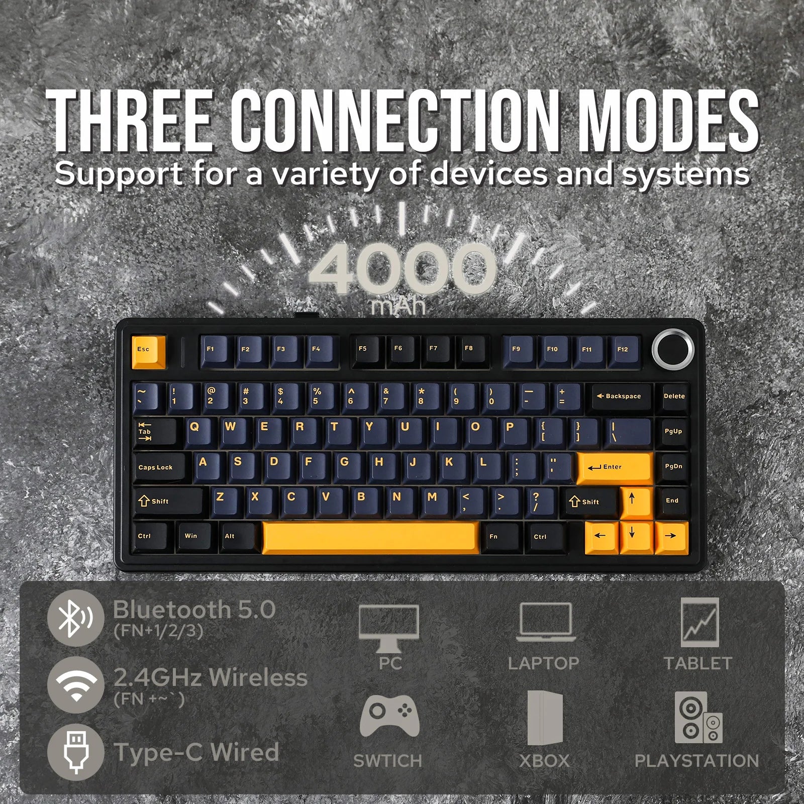 EPOMAKER x AULA F75 75% ANSI Layout Hot-Swap Wired/Bluetooth/2.4GHz Wireless Mechanical Keyboard With Multimedia Control Knob