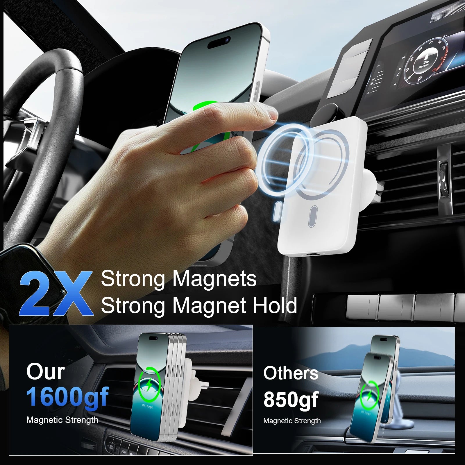 Magnet Wireless Car Charger 15W Phone Holder Car Air Vent Fast Charging Pad For Magsafe iPhone 17 16 15 14 13