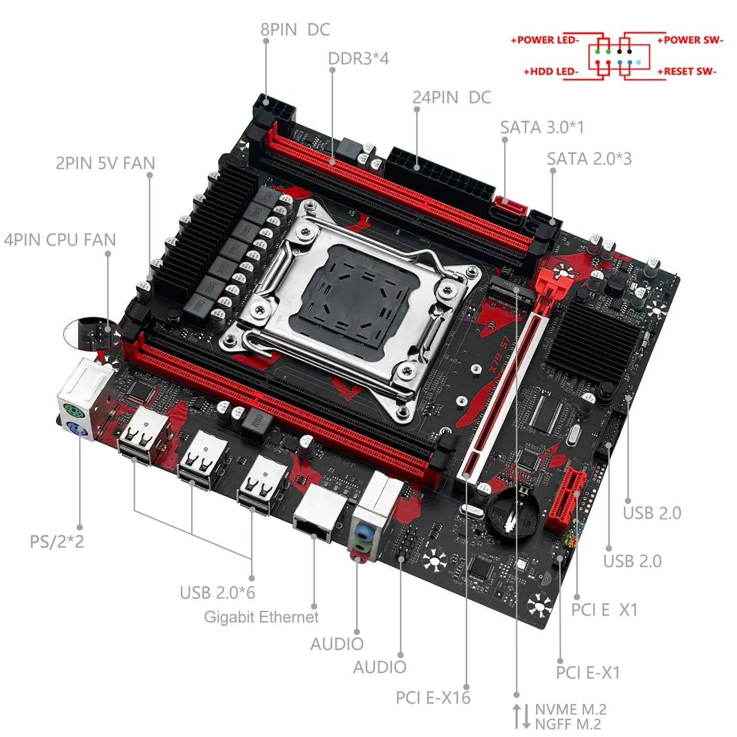 MACHINIST X79 S7 Motherboard Support Intel Xeon E5 v1&v2 LGA 2011 CPU Processor DDR3 REG ECC RAM Dual Channel Mainboard
