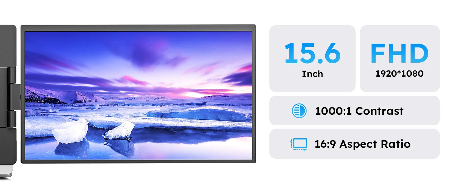 15.6inch Triple Screen Extender For Laptops 1080P FHD IPS Portable Dual External Monitors For Macbook Windows Extension 13-17