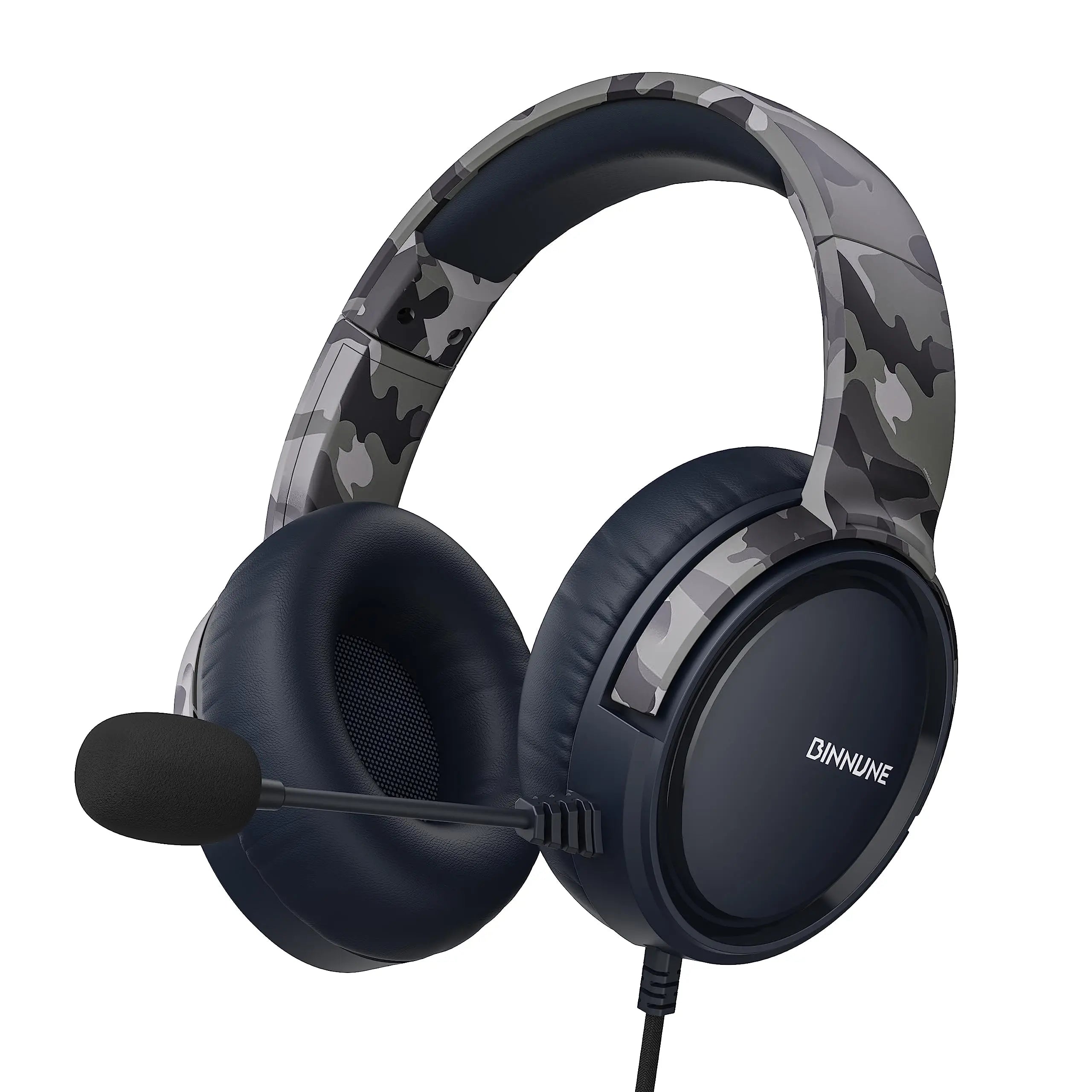 BINNUNE Gaming Headset with Mic – Wired Headphones for PS5, PS4, Xbox Series X|S, Xbox One, PC & Switch, Noise Cancelling Stereo Gaming Headphones.