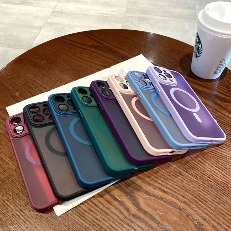 Original Magnetic Wireless Charging Case for iPhone 16 to 12 Pro Max Plus with Lens Protection and Frosted Cover